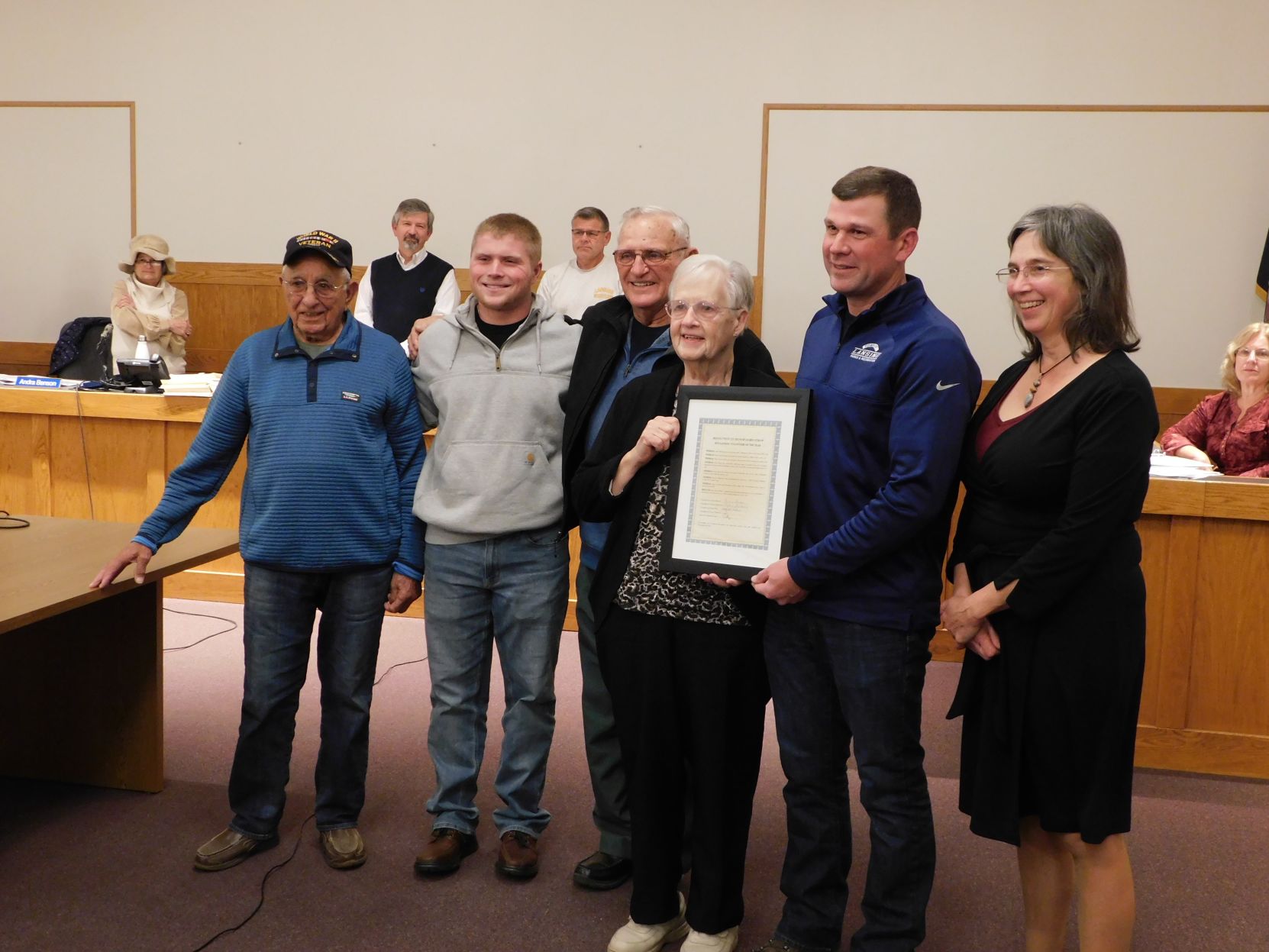 From left to right: Gus Isaac, Owen Davis, Wayne Straw, Doris Straw, Patrick Tyrrell and Katrina Binkewicz. Doris Straw was honored for her volunteer efforts with beautifying Myers Park.